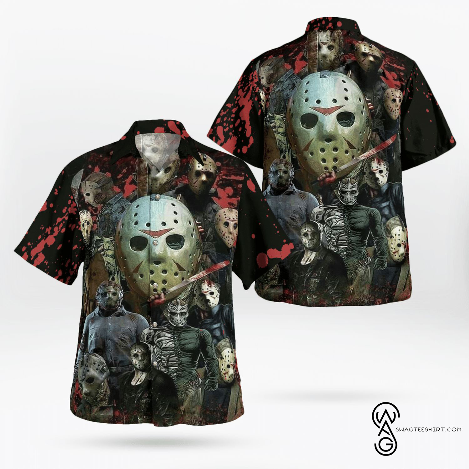 [Top Trending] Jason Voorhees And Michael Myers Horror Movie Halloween Casual Summer Beach Full Printing Hawaiian Shirt